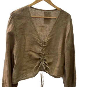 Camisa lino brisa fruncida +4colores - Camel