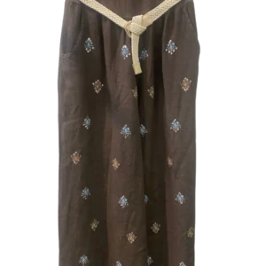 Pantalón Lino Bordado +3colores - Marrón chocolate